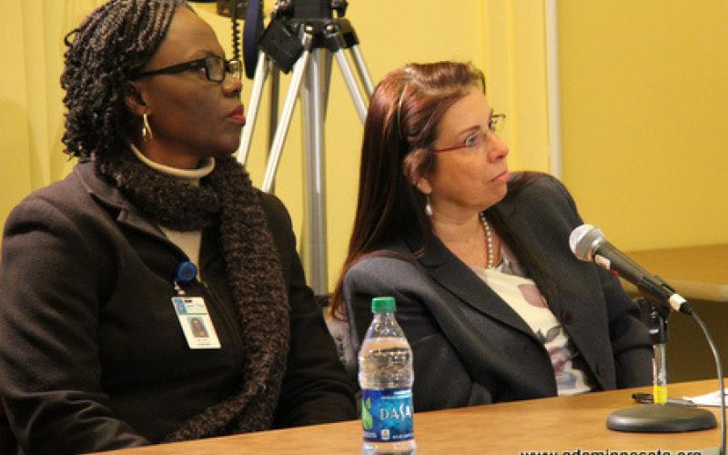 Participants listen to remarks by Valeria Sylva